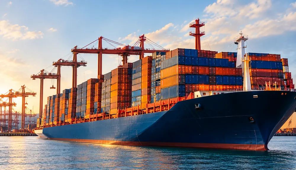 Cargo ship at a port